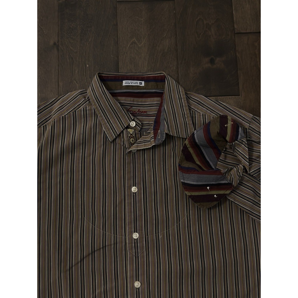 Robert Graham Mens XL Multicolor Striped Button Down Shirt Long Sleeve Flip Cuff